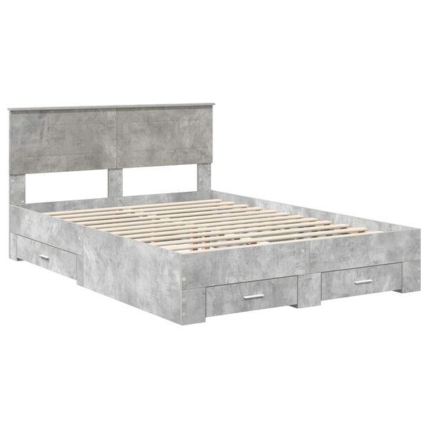 vidaXL Bedframe met hoofdeinde Beton Grijs 140 x 200 cm Bewerkt hout