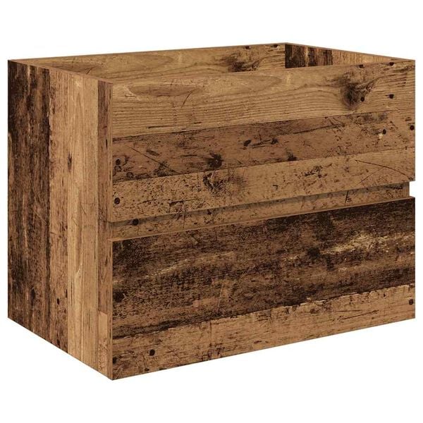 vidaXL Wastafelkast met ingebouwde wasbak en kraan oud houtkleurig