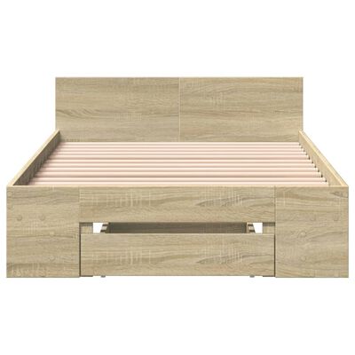 vidaXL Bedframe met lade bewerkt hout sonoma eikenkleurig 100x200 cm