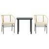 vidaXL 3-delige Tuinset met kussens poly rattan glas bruin