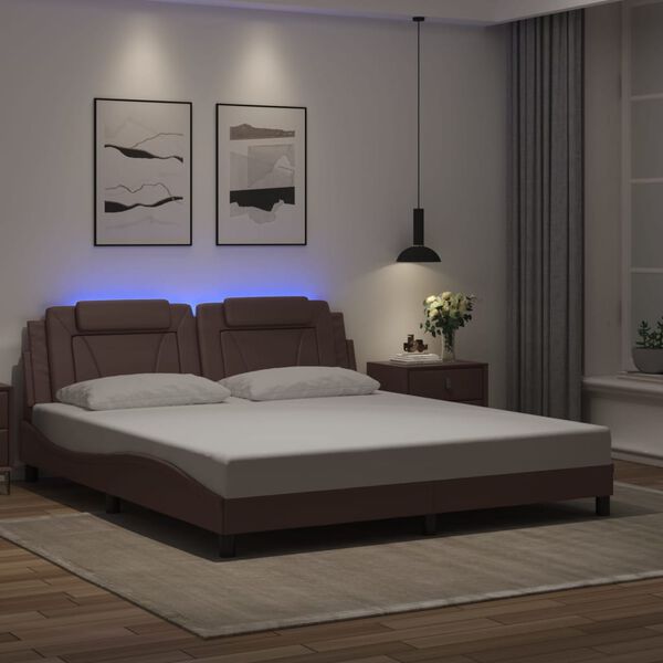 vidaXL Bedframe "Viana" met LED zonder matras bruin 180x200 cm