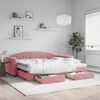 vidaXL Slaapbank met onderschuifbed en lades 90x200 cm fluweel roze