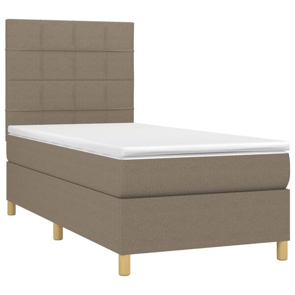 vidaXL Boxspring met matras stof taupe 100x200 cm