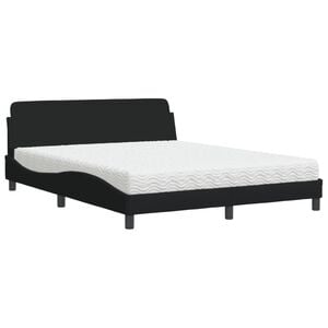vidaXL Bed met matras "Dover" stof zwart 160x200 cm
