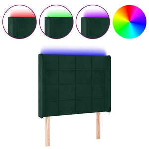 vidaXL Hoofdbord LED 103x16x118/128 cm fluweel donkergroen