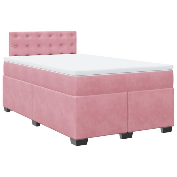vidaXL Boxspring met matras fluweel roze 120x200 cm