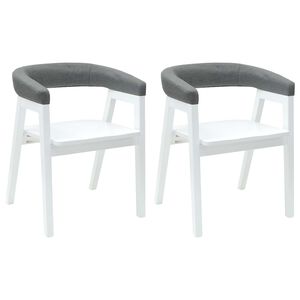 vidaXL Eettafelstoelen 2 st Massief Rubberhout Wit 54 x 57 x 73 cm
