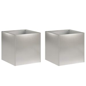vidaXL Plantenbak 2 st zilver 25 x 25 x 25 cm Roestvrij staal