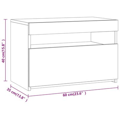 vidaXL Nachtkastje met LED-verlichting 60x35x40 cm grijs sonoma eiken