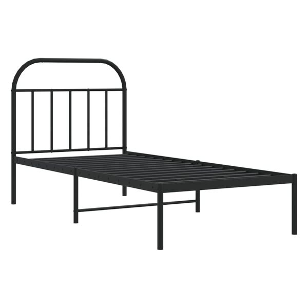 vidaXL Bedframe met hoofdbord metaal zwart 90x190 cm