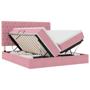 vidaXL LED Opslagbed met Matras Roze 180 x 200 cm Fluweel