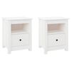 vidaXL Nachtkastjes 2 st 40x35x49 cm massief grenenhout wit