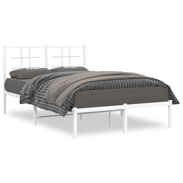 vidaXL Bedframe met hoofdbord metaal wit 120x200 cm