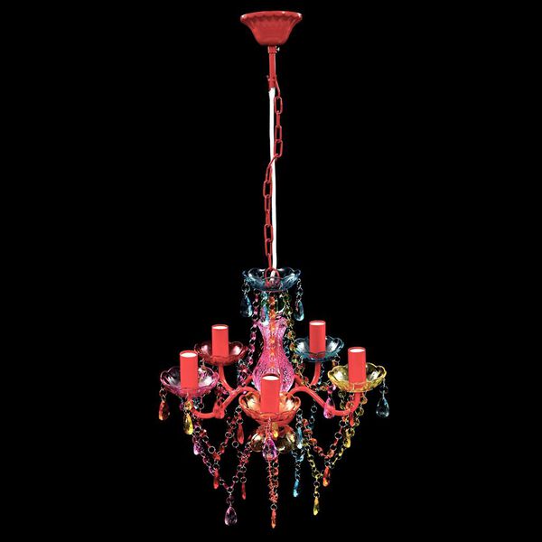 Flerfarget Lysekrone 5 P&aelig;rer