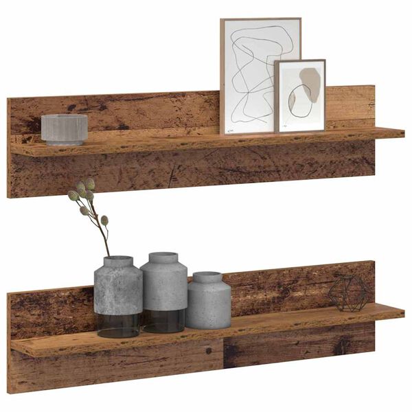 vidaXL Wandplank 2 pcs Oud Hout 80 x 11,5 x 18 cm Bewerkt hout