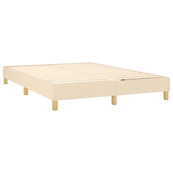 vidaXL Boxspring met matras stof cr&egrave;mekleurig 140x200 cm