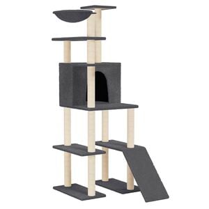 vidaXL Kattenmeubel met sisal krabpalen 166 cm donkergrijs