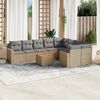 vidaXL 10-delige Loungeset met kussens poly rattan gemengd beige