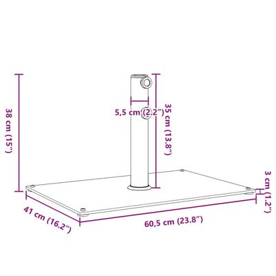 vidaXL Parasolvoet voor stokken van Ø32/38/48 mm 15 kg rechthoekig