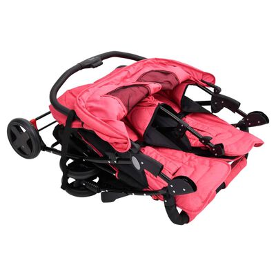 vidaXL Tweelingkinderwagen staal rood