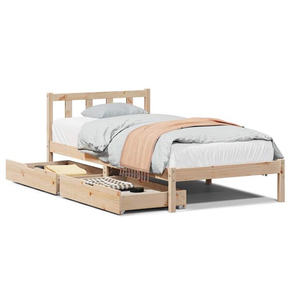 vidaXL Bedframe zonder matras massief grenenhout 75x190 cm