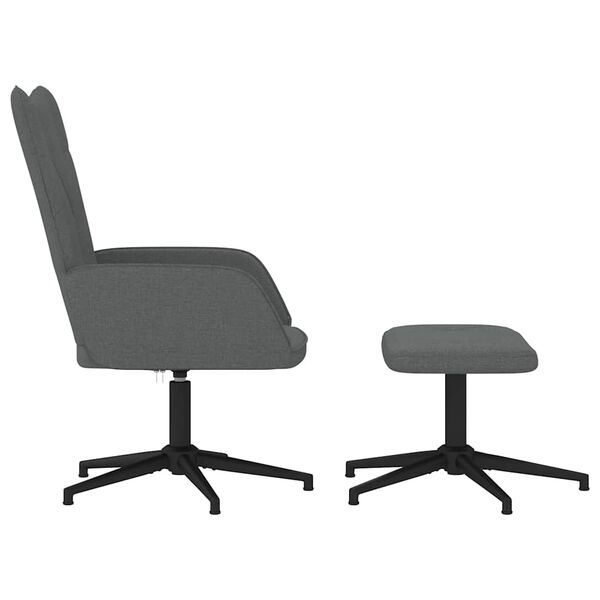 vidaXL Relaxstoel met voetenbank stof donkergrijs