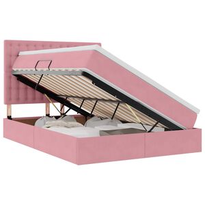 vidaXL Opslag bed met matras met matras Roze 140 x 190 cm Fluweel