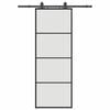 vidaXL Schuifdeur met beslagset 76x205 cm ESG glas zwart