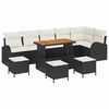 vidaXL Tuinbankenset 10 st Zwart poly rattan