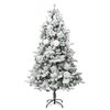 vidaXL Kerstboom met LED en dennenappels en sneeuw 225 cm PVC en PE
