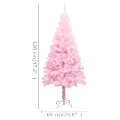 vidaXL Kunstkerstboom met verlichting en kerstballen 120 cm PVC roze