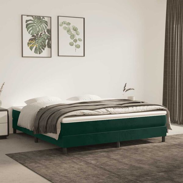 vidaXL Boxspring bed 180x200 cm fluweel donkergroen