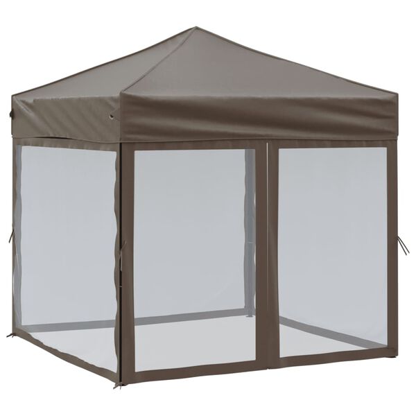 vidaXL Partytent inklapbaar met zijwanden 2x2 m taupe