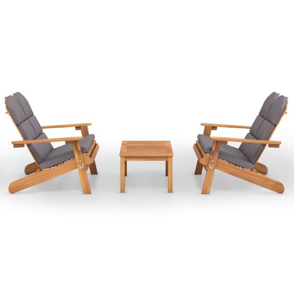 vidaXL 3-delige Loungeset Adirondack massief acaciahout