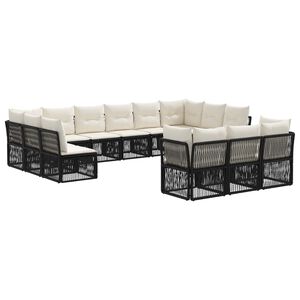 vidaXL Tuinbankenset 13 pcs Zwart poly rattan