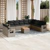 vidaXL 11-delige Loungeset met kussens poly rattan grijs