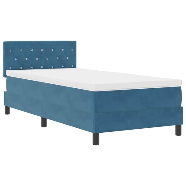vidaXL Boxspringbed met matras Donkerblauw 100 x 200 cm Fluweel