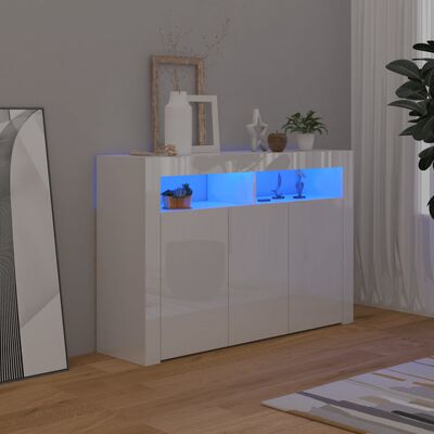 middernacht Luipaard zeker vidaXL Dressoir met LED-verlichting 115,5x30x75 cm hoogglans wit online  kopen | vidaXL.be