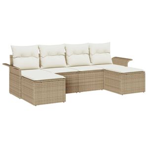 vidaXL Tuin Sofa Set met kussen 6 pcs Beige poly rattan