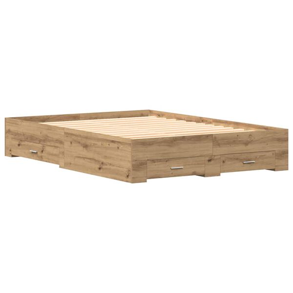vidaXL Bedframe met lade Artisan Eiken 135 x 190 cm Bewerkt hout