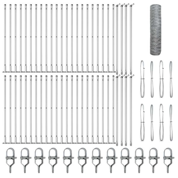 vidaXL Afrasteringspaal Zilver 100 x 0,5 m (50 mm gaas) Staal