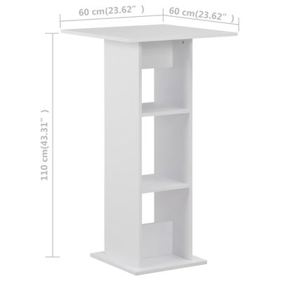 vidaXL Bartafel 60x60x110 cm wit