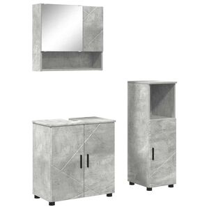 vidaXL Badkamermeubelset Wandgemonteerd 3 pcs Betongrijs Bewerkt hout