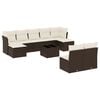 vidaXL 10-delige Loungeset met kussens poly rattan bruin