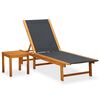 vidaXL Ligbed met tafel massief acaciahout en textileen