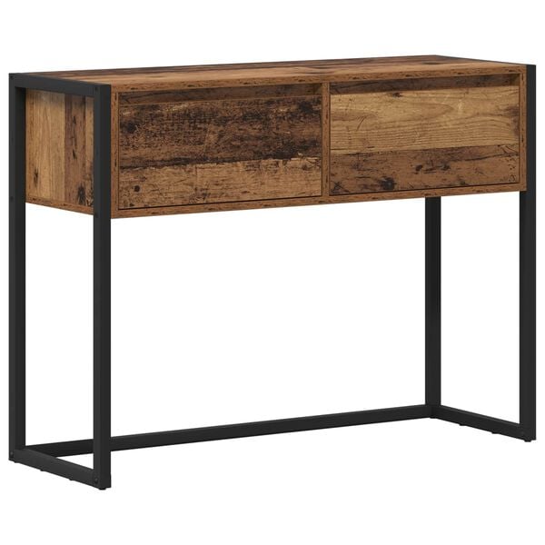 vidaXL Bijzettafel met lade Oud Hout 100 x 36 x 75 cm Bewerkt hout