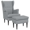 vidaXL Fauteuil met Voetenbank 2 st Lichtgrijs Stof