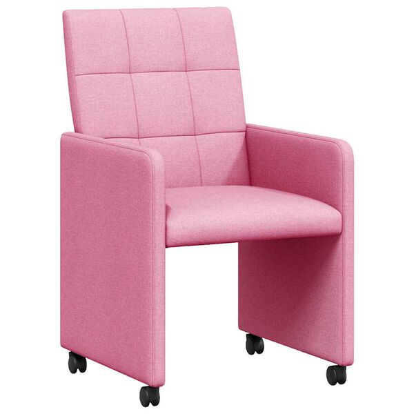 vidaXL Dining Stoelen met Wielen 2 pcs Roze 58 x 65 x 94 cm Stof