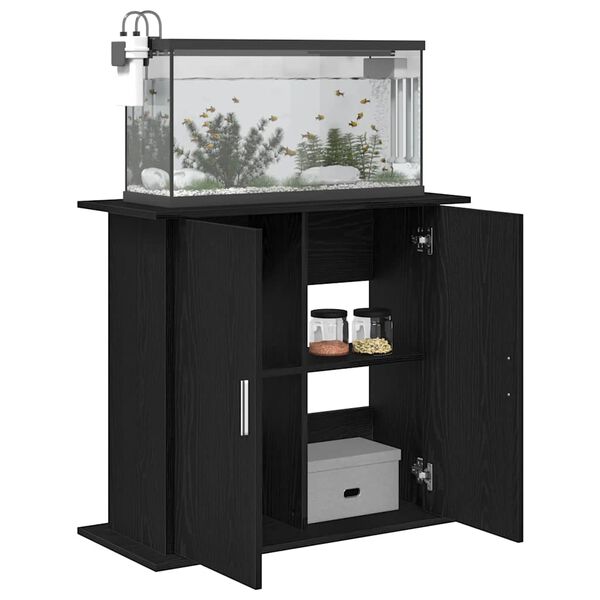 vidaXL Aquariumstandaard Zwart Eiken 81x36x73 cm Bewerkt Hout