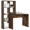 vidaXL Bureau met plank Gerookt eiken 138,5 x 55 x 143 cm Bewerkt hout